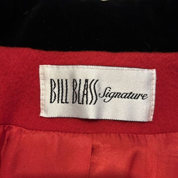 Bill Blass Signature Wool Coat Women Black Velvet Collar VTG 80s - Picture 4 of 8